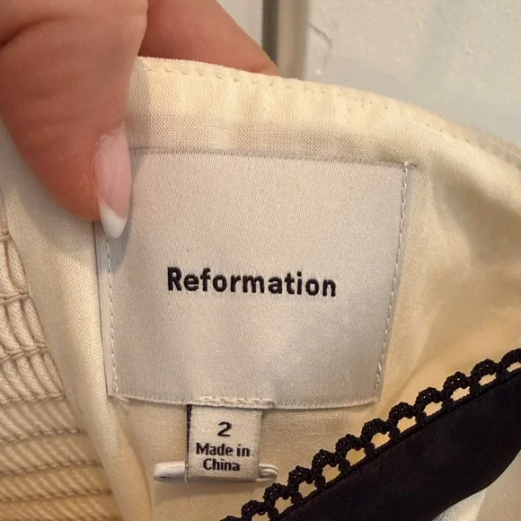 Reformation Cream Bustier Cami with Black Trim - Picture 4 of 4